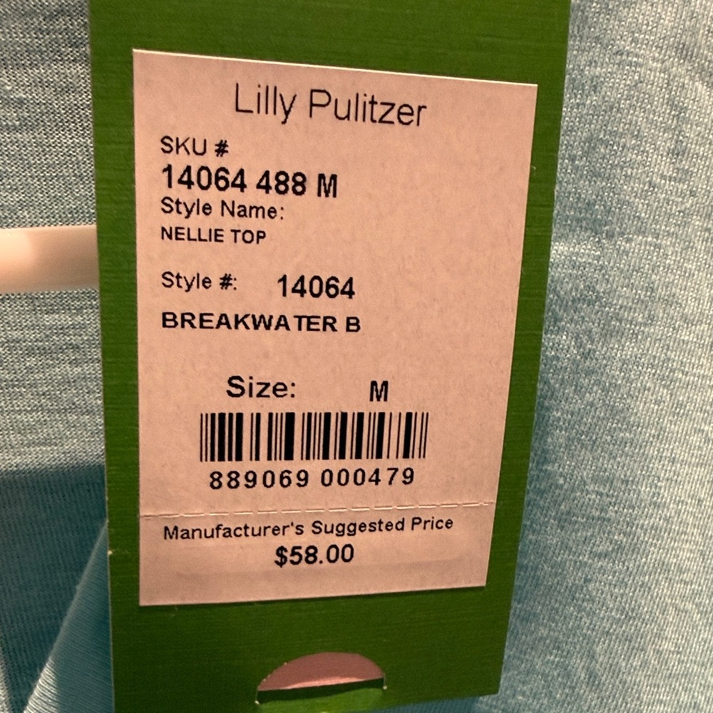 Lilly Pulitzer Aqua V-Neck Long Sleeve Top - Picture 2 of 5